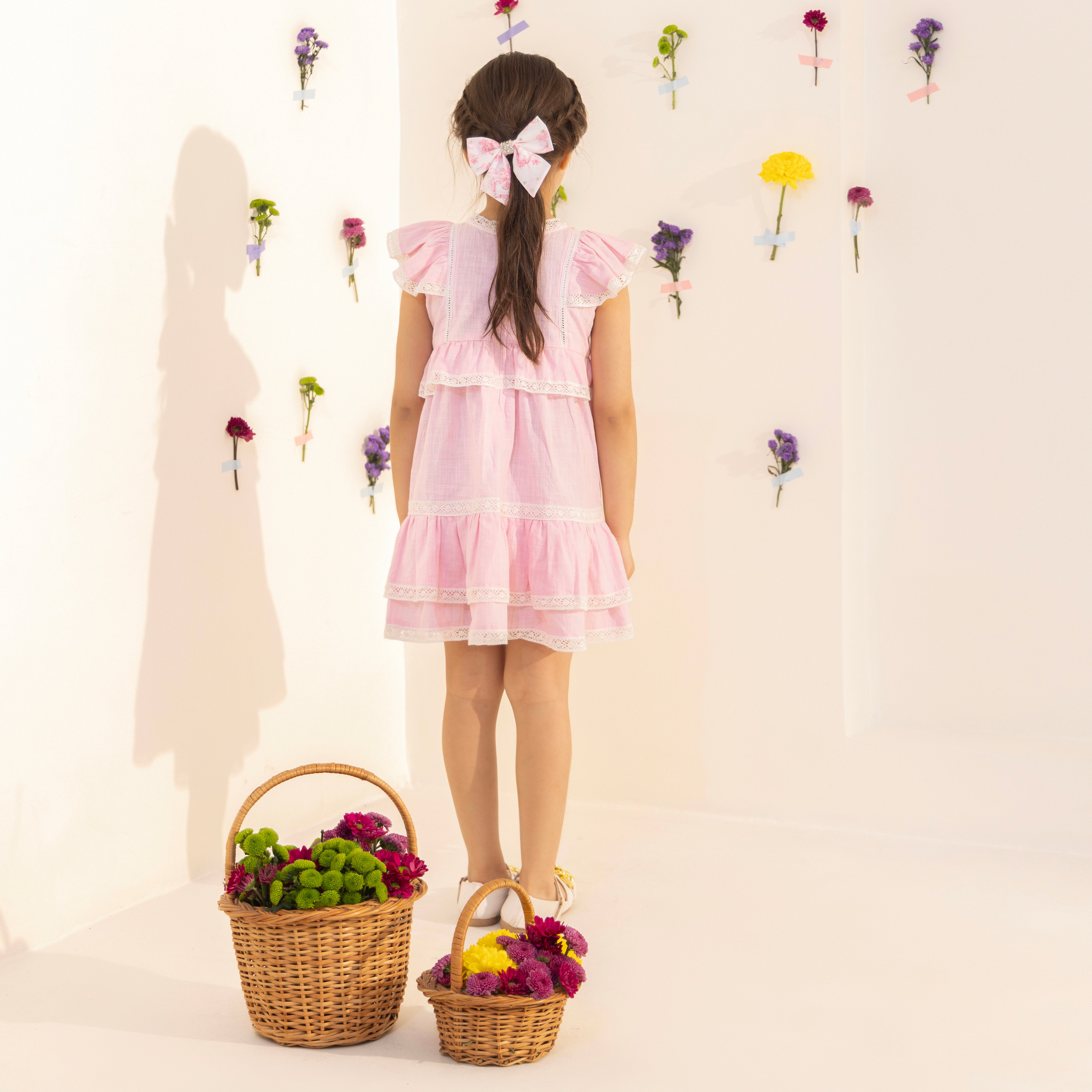 Evelina Pink Linen Dress