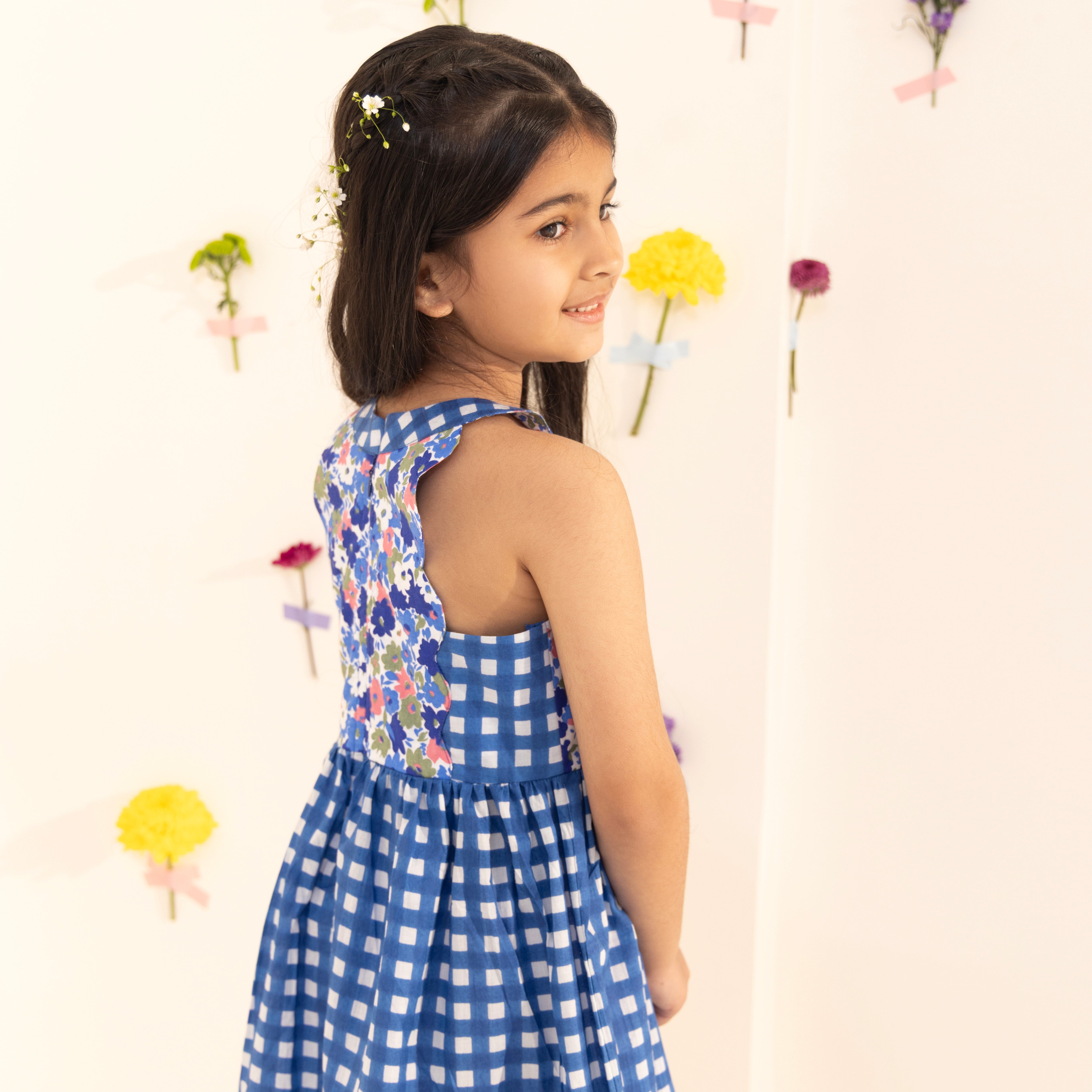 Aria Checkered Cotton Dress - Bibbity Bobbity
