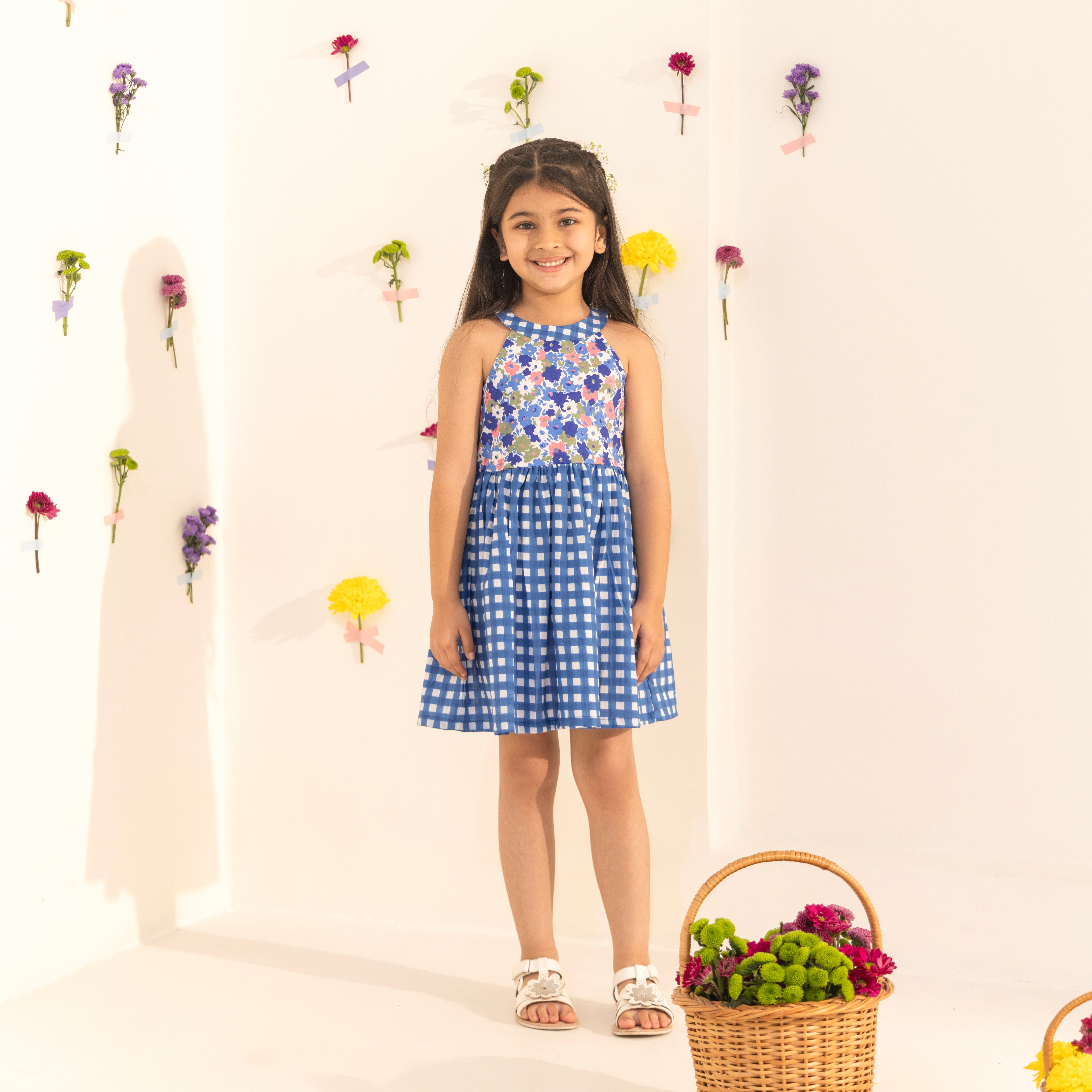 Aria Checkered Cotton Dress - Bibbity Bobbity