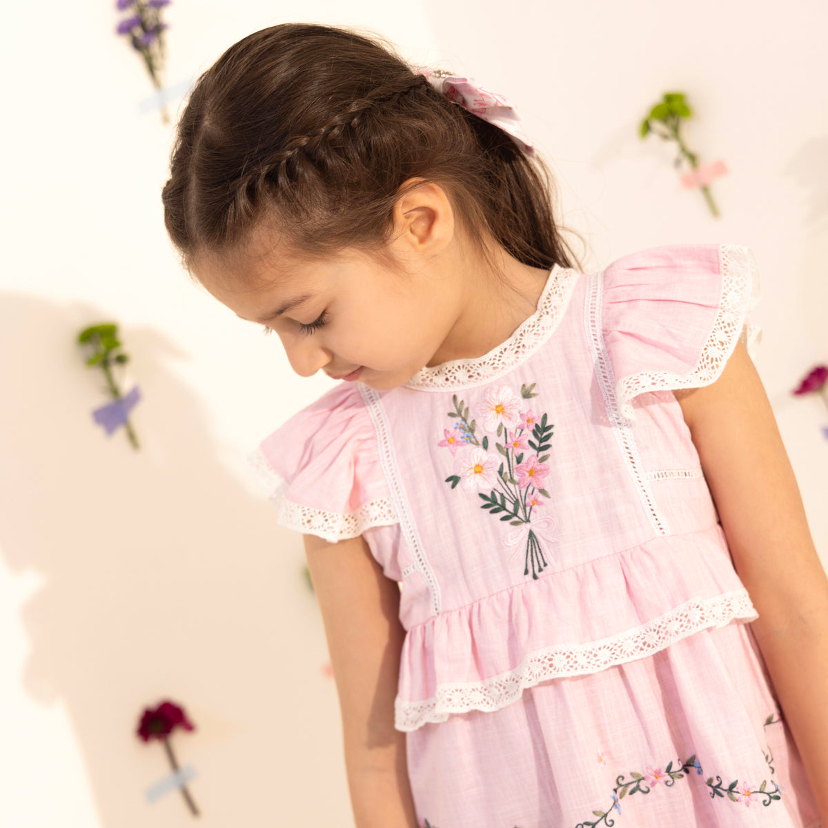 Evelina Pink Linen Dress - Bibbity Bobbity