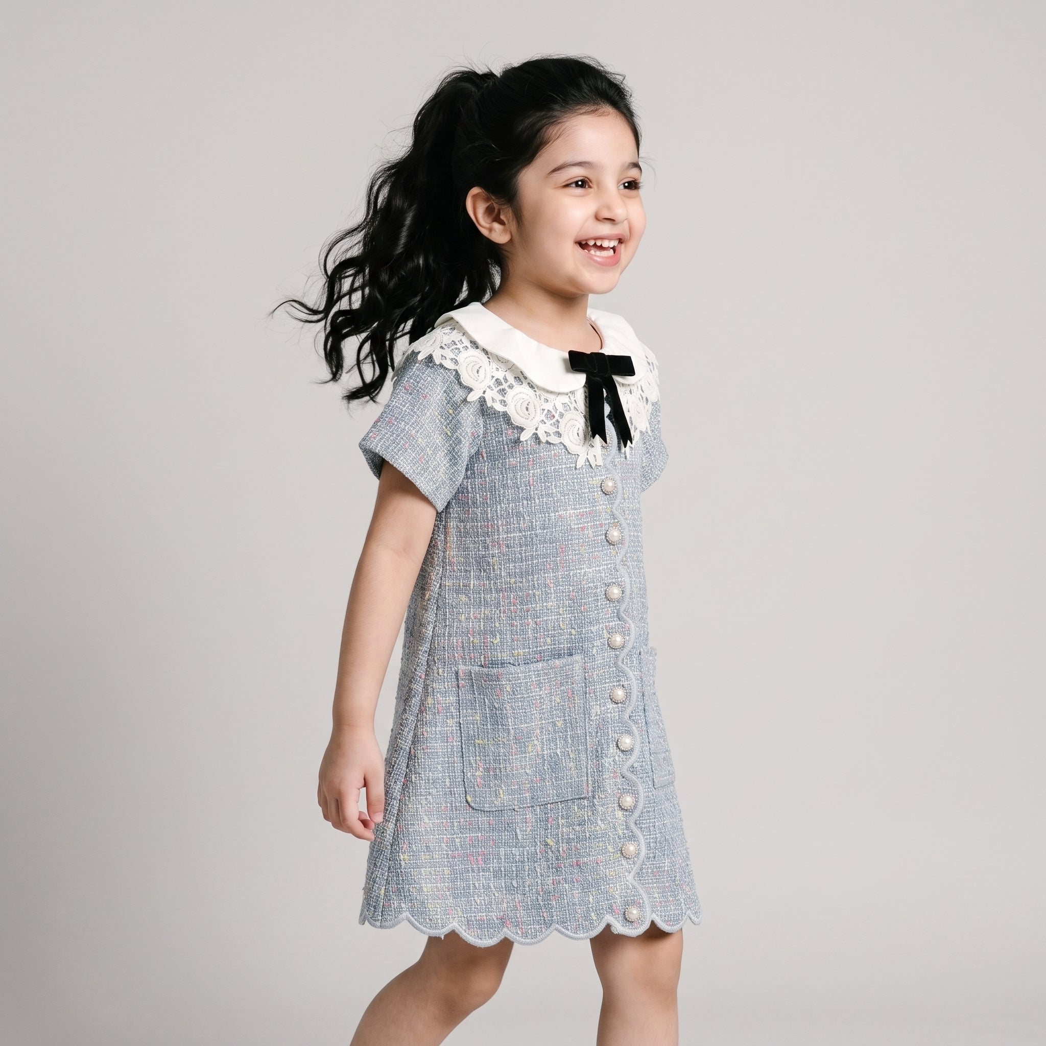 Jacky Blue Tweed Dress - Bibbity Bobbity