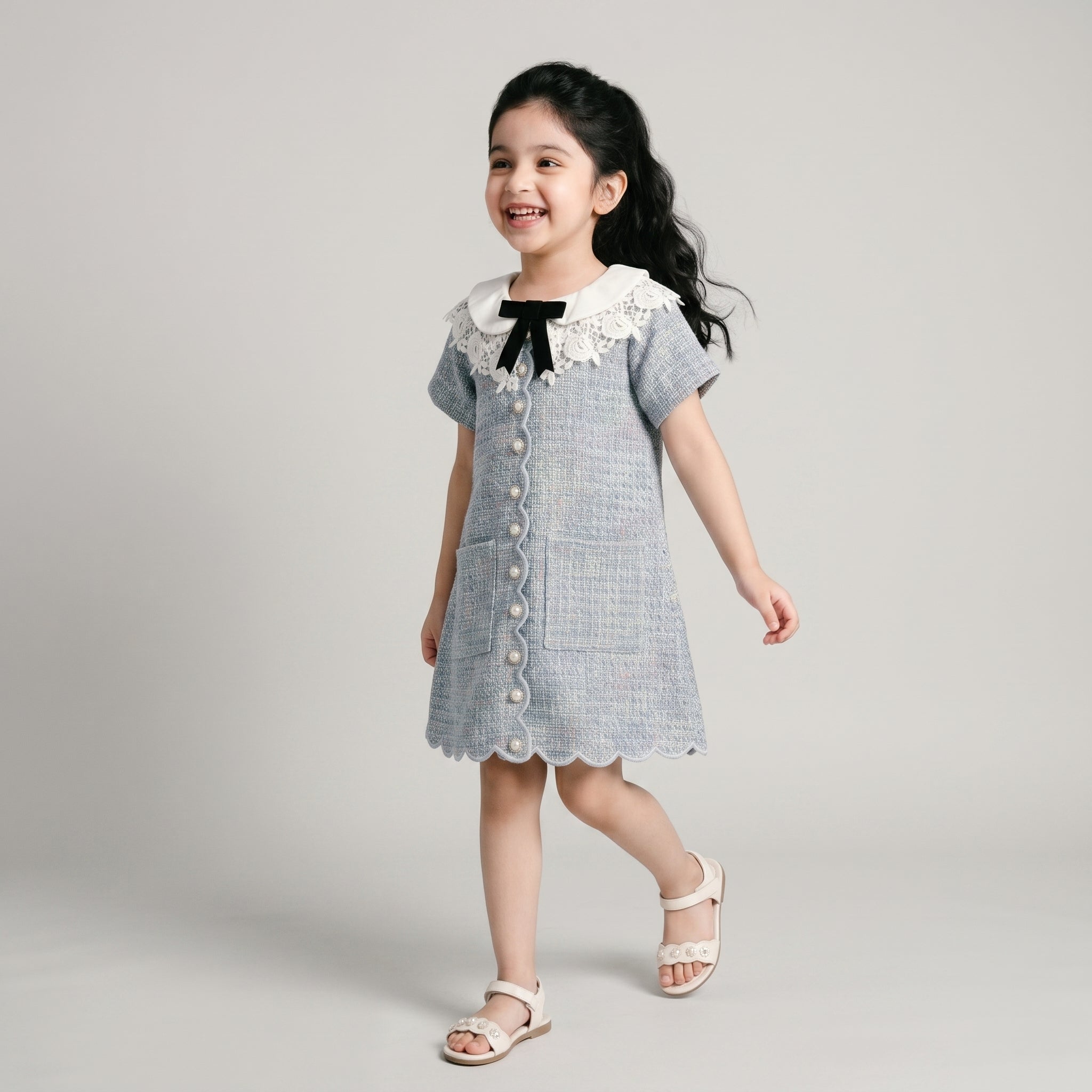 Jacky Blue Tweed Dress - Bibbity Bobbity