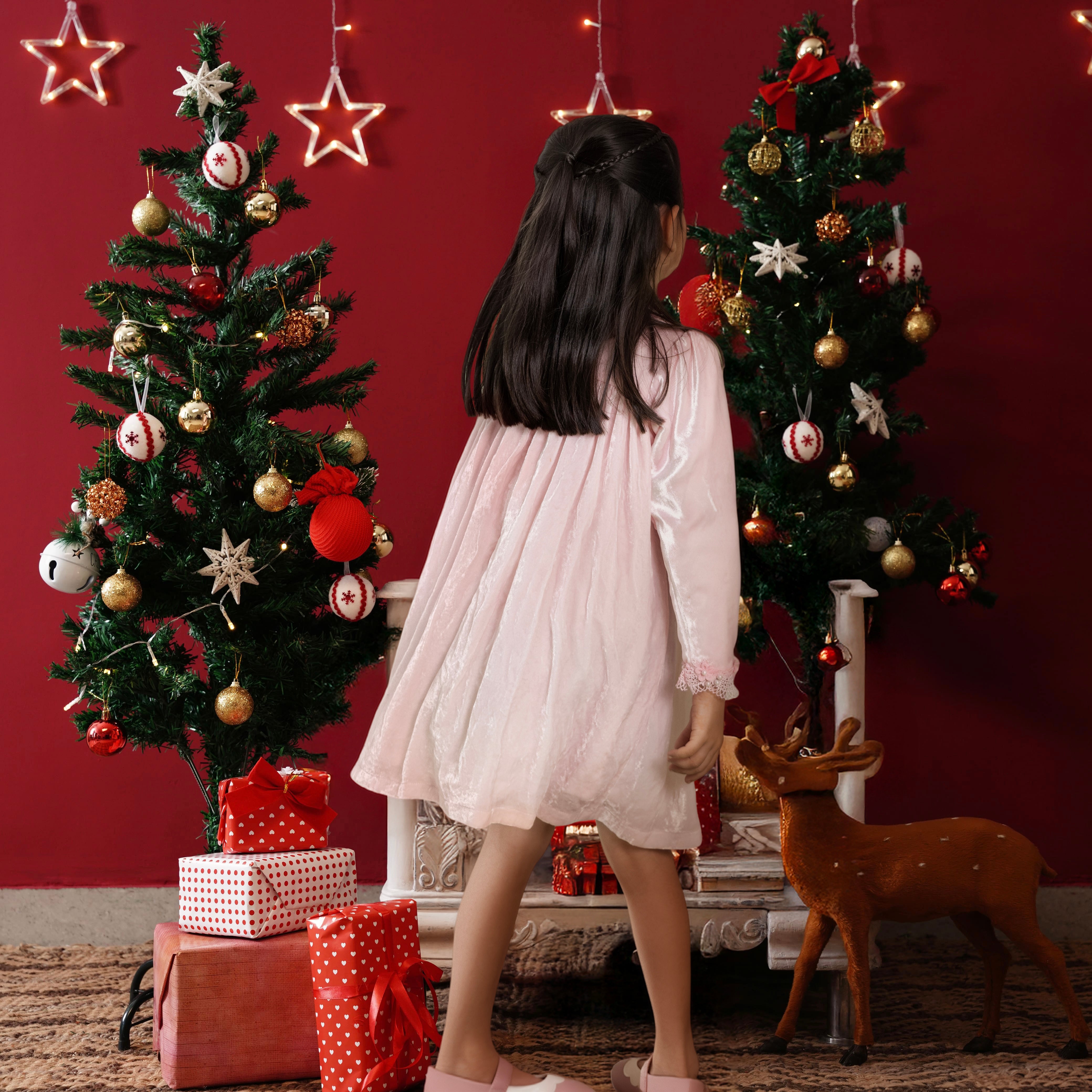 Orlina Pink Velvet Dress