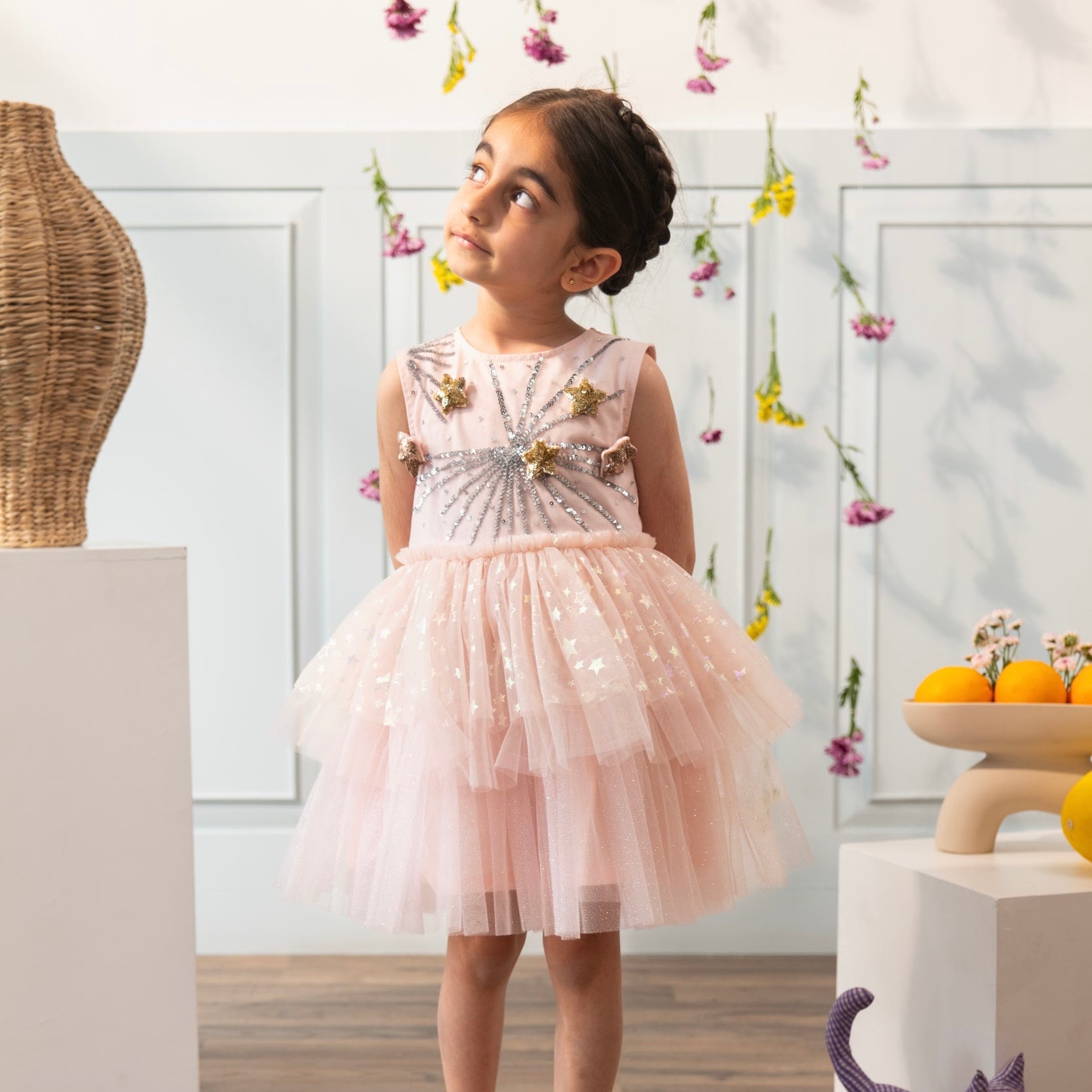 ワンピース Ballerina fairy tulle peplum tops (pink) ワンピース Ballerina fairy tulle peplum tops (pink