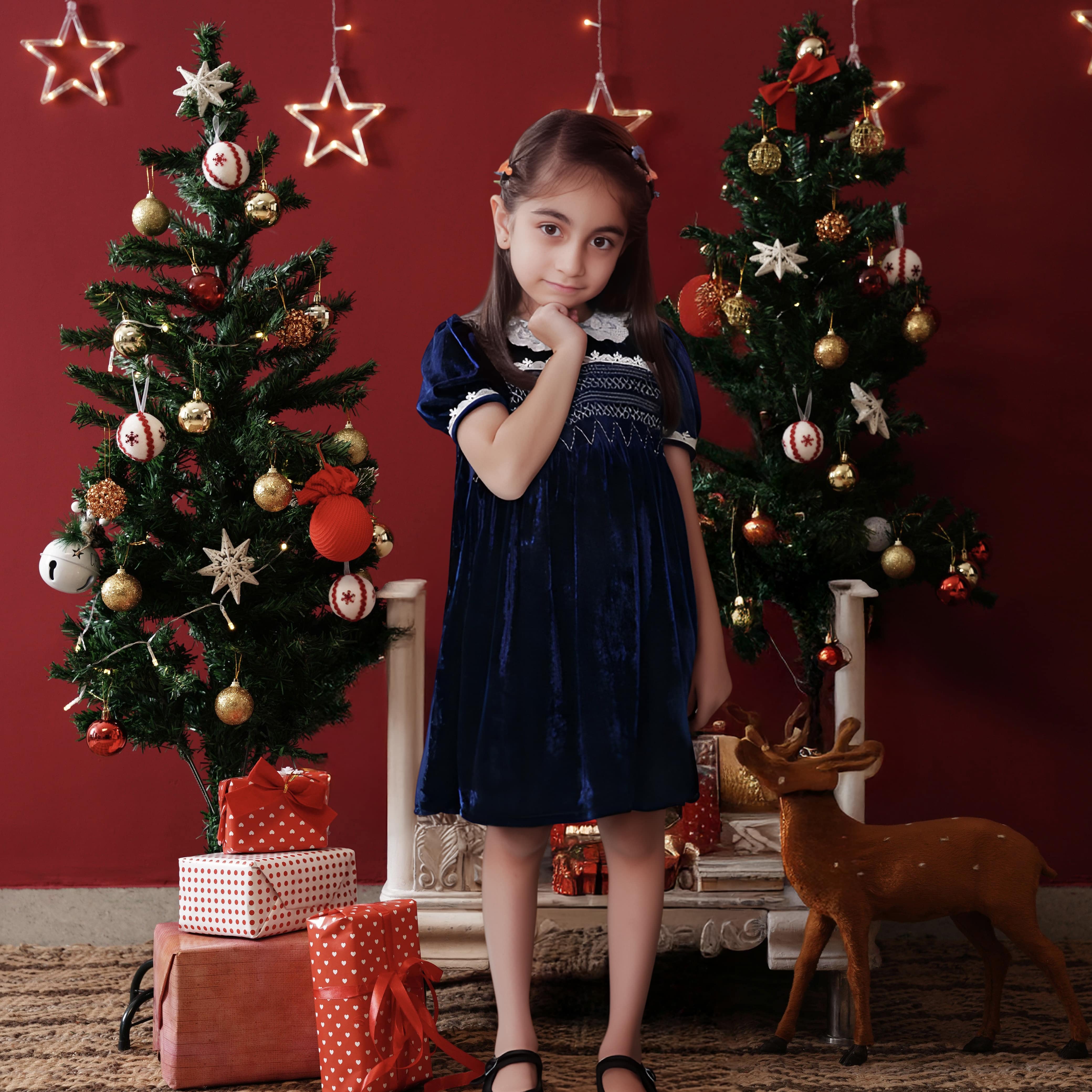 Selene Blue Velvet Dress