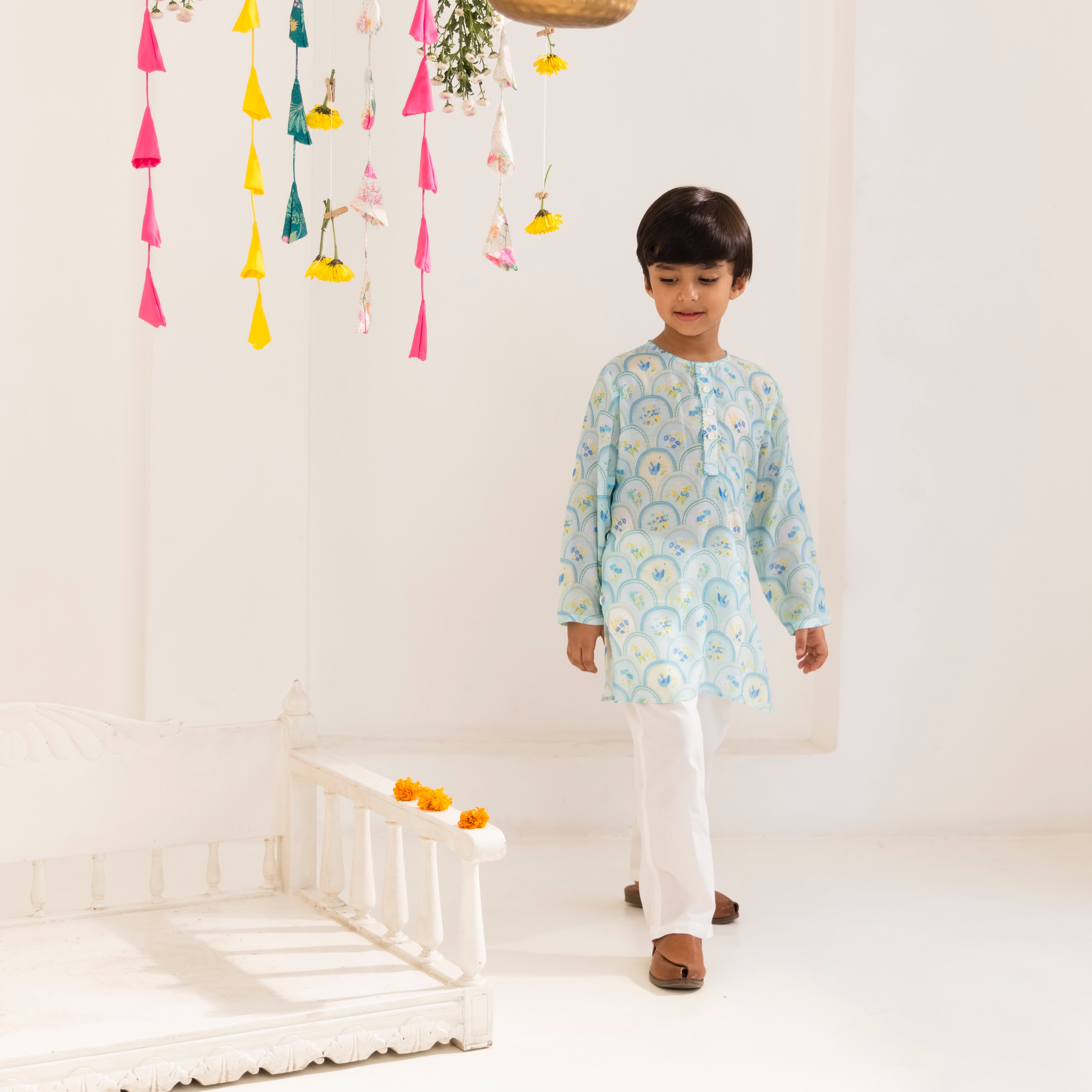 Veyaan Sky Blue Scallop Kurta Set