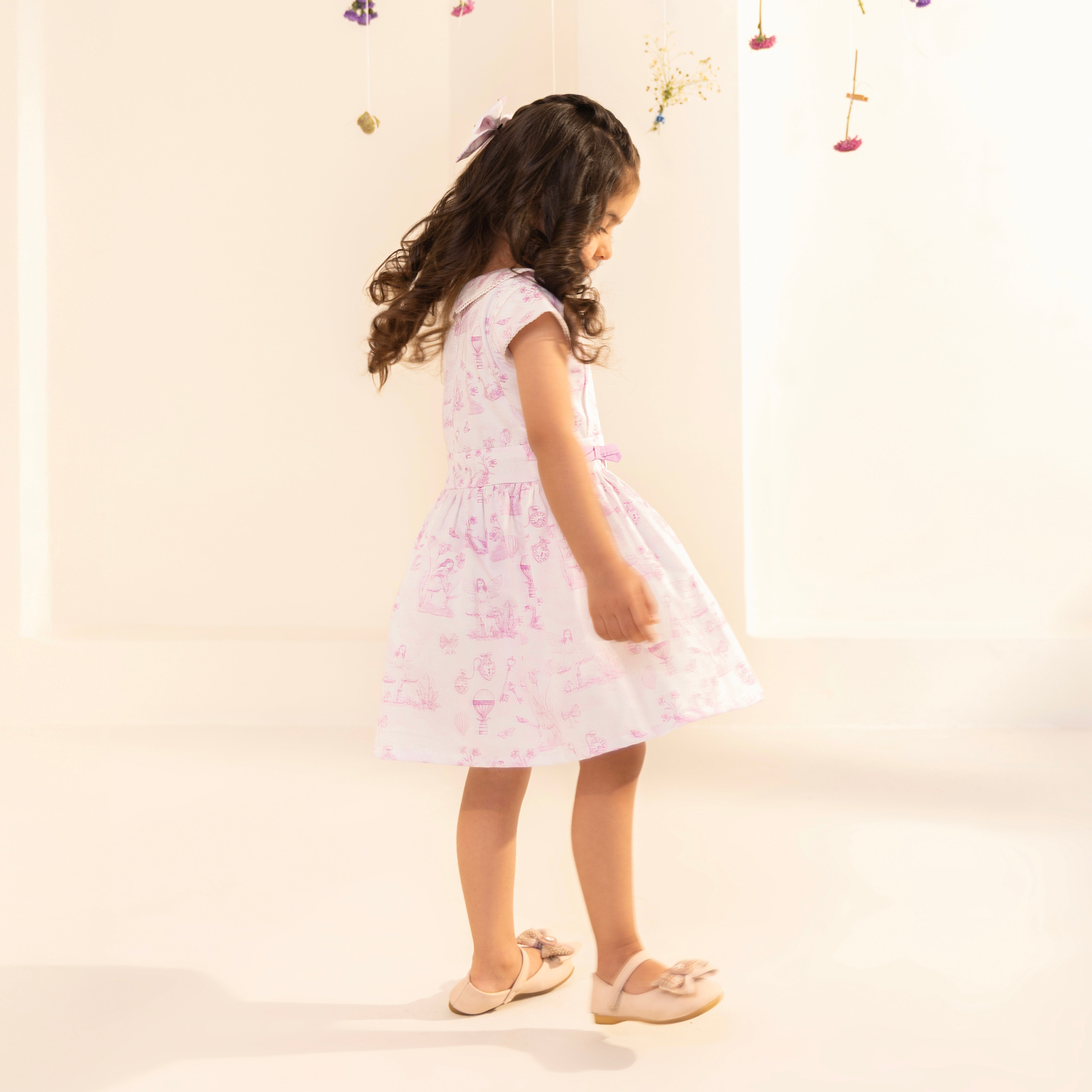 Vivi Lilac Toile Summer Dress - Bibbity Bobbity