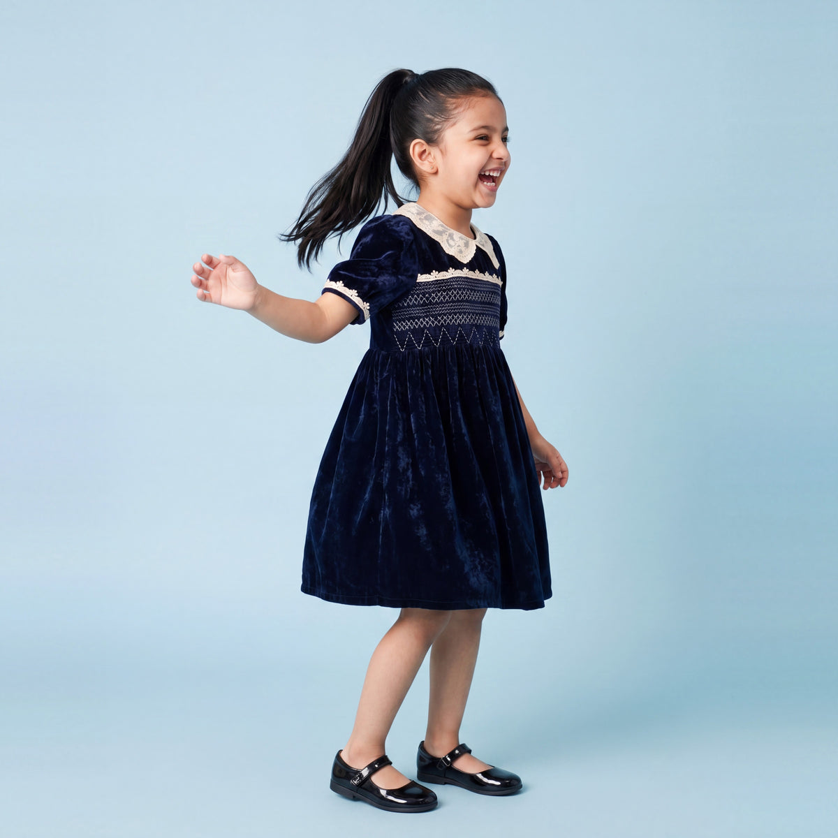 Selene Blue Velvet Dress