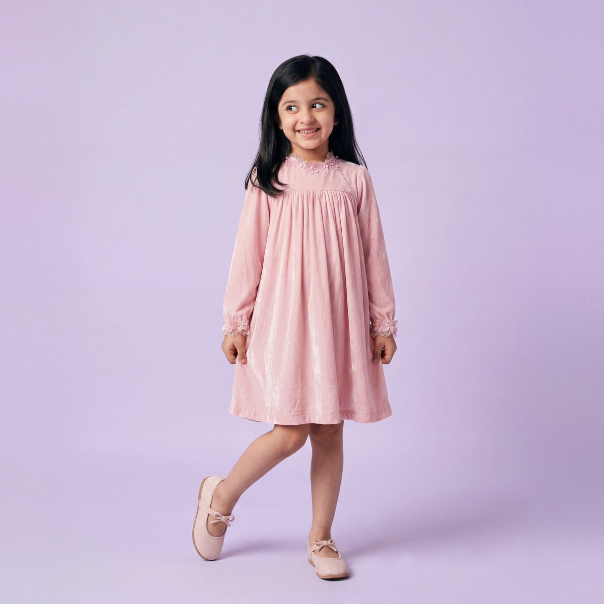 Orlina Pink Velvet Dress