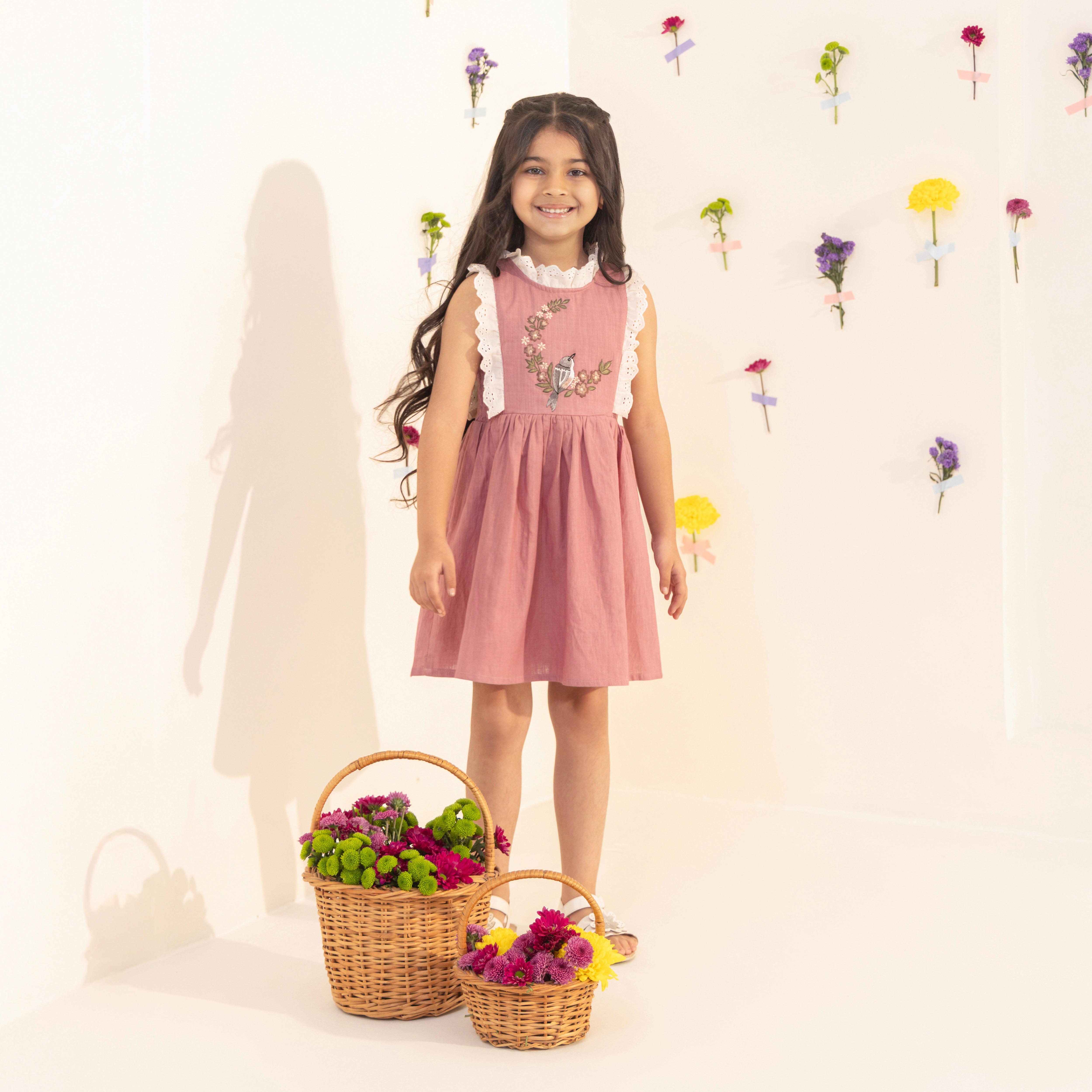 Elise Linen Embroidered Dress