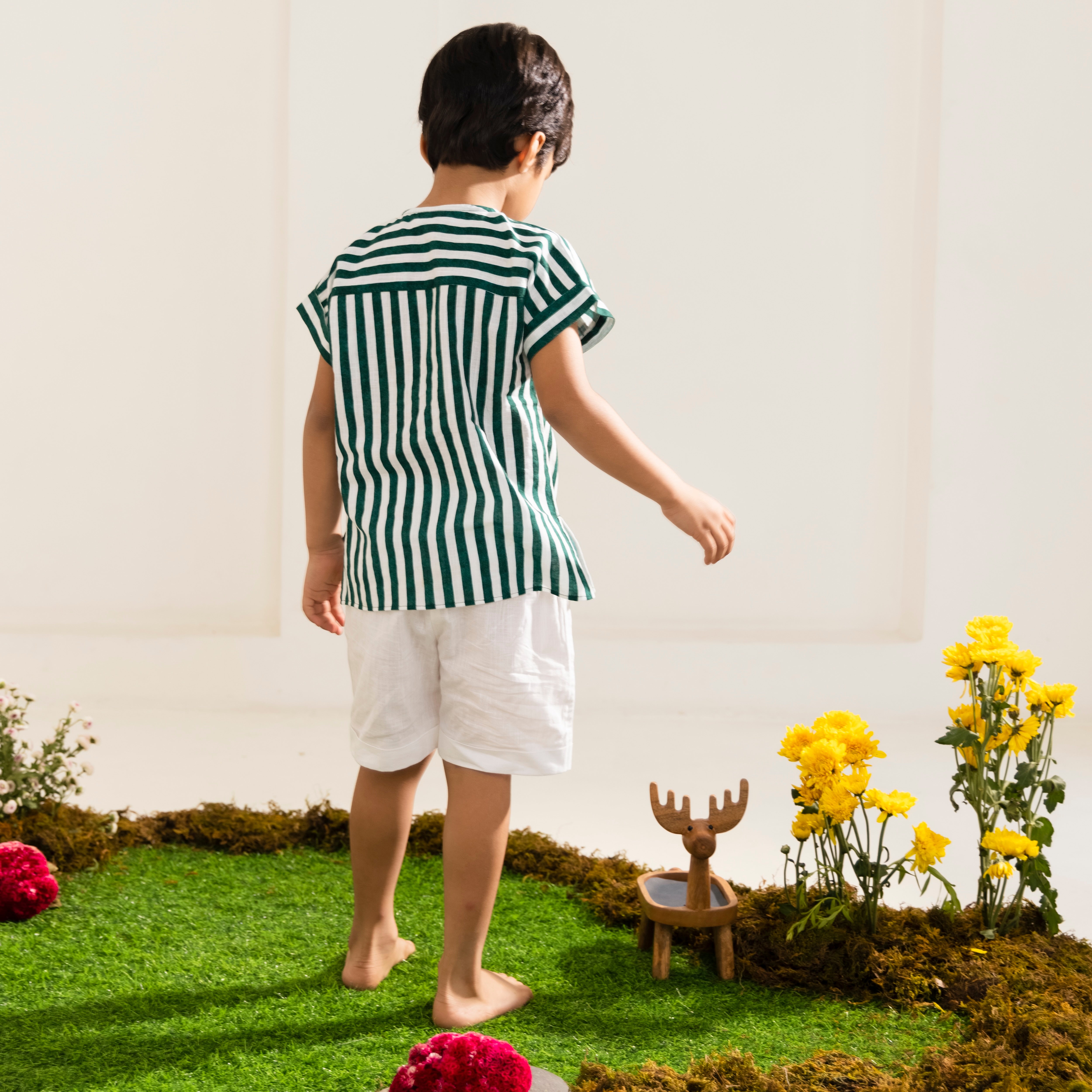 Asher Green Stripe Linen Set