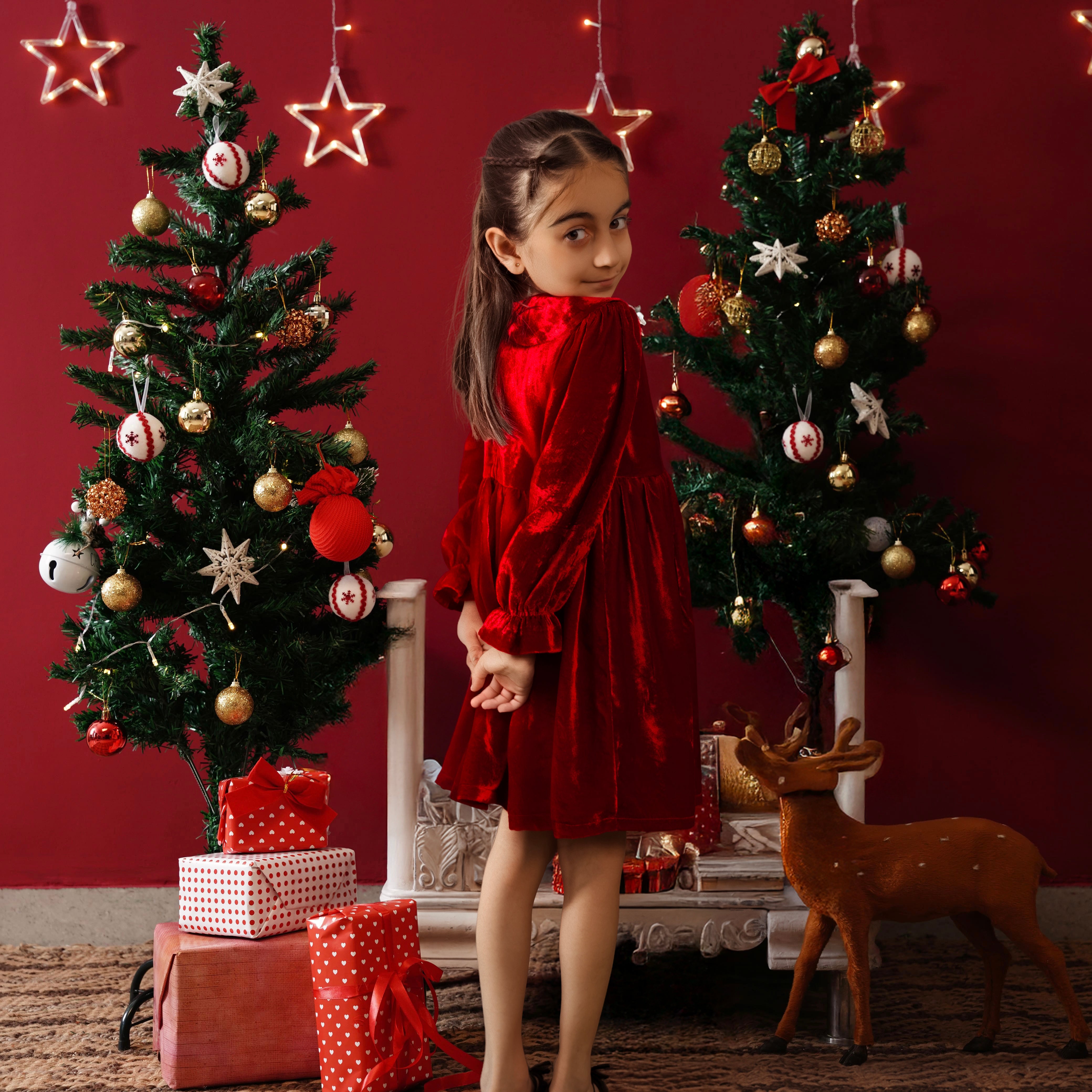Aurelia Red Velvet Dress