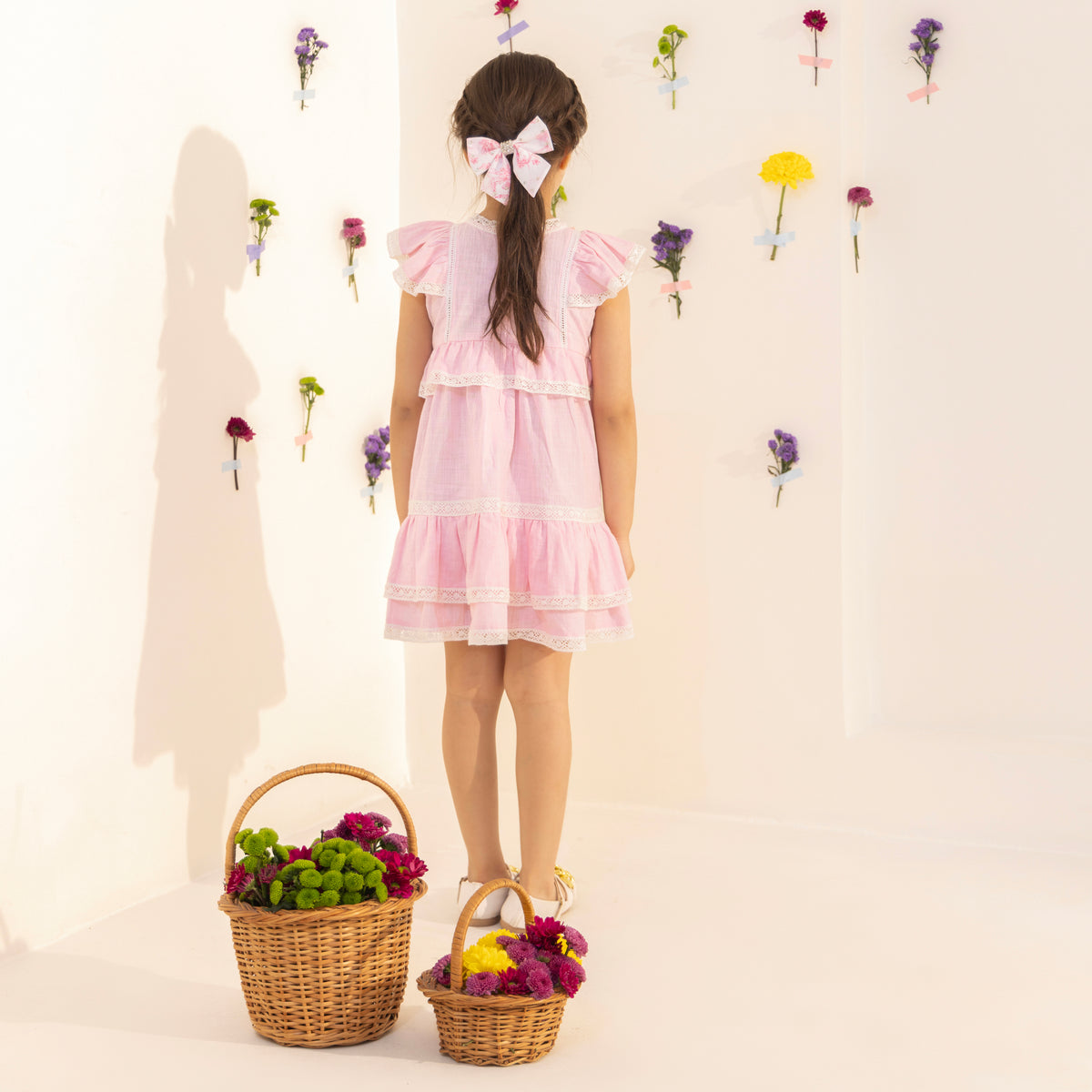 Evelina Pink Linen Dress - Bibbity Bobbity