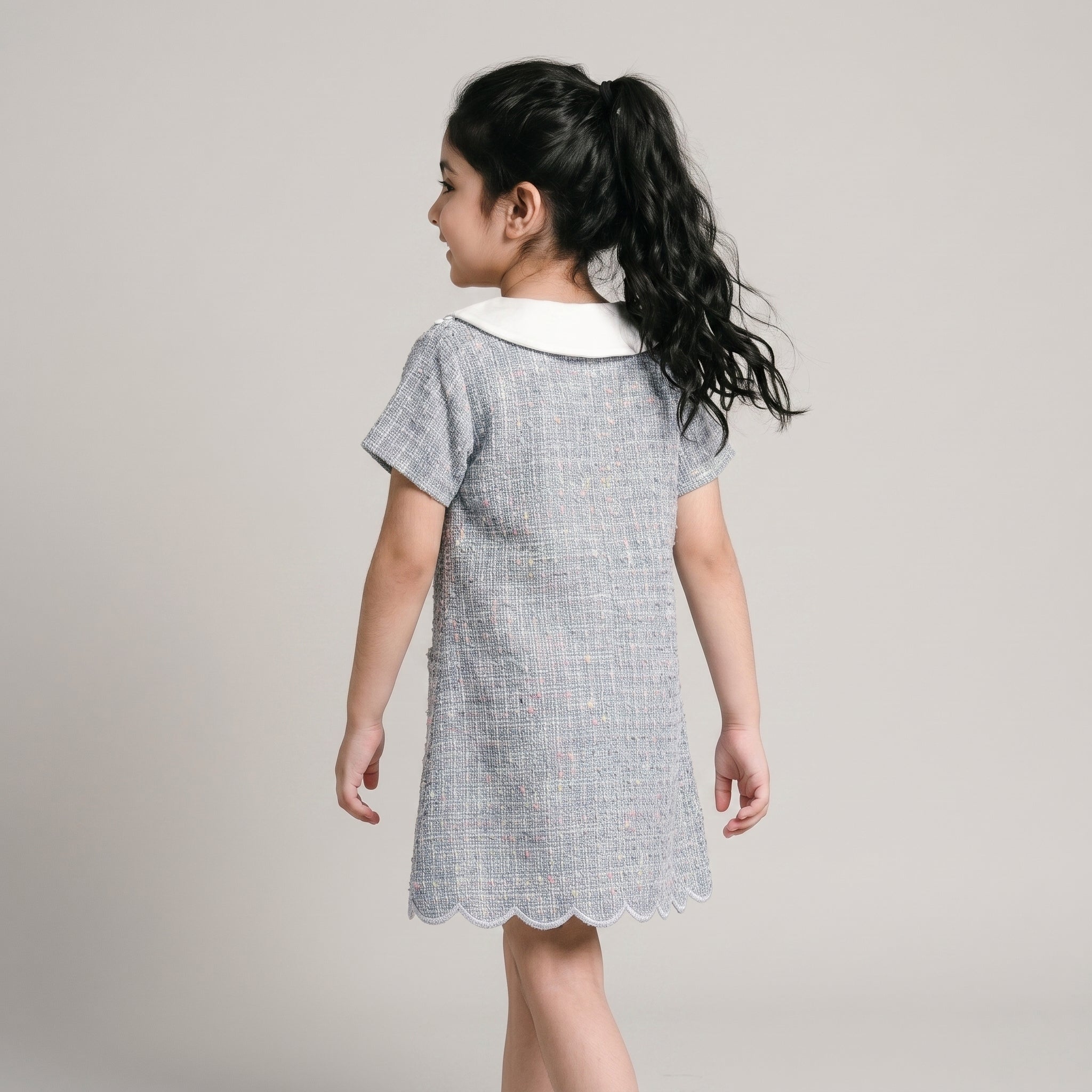 Jacky Blue Tweed Dress - Bibbity Bobbity