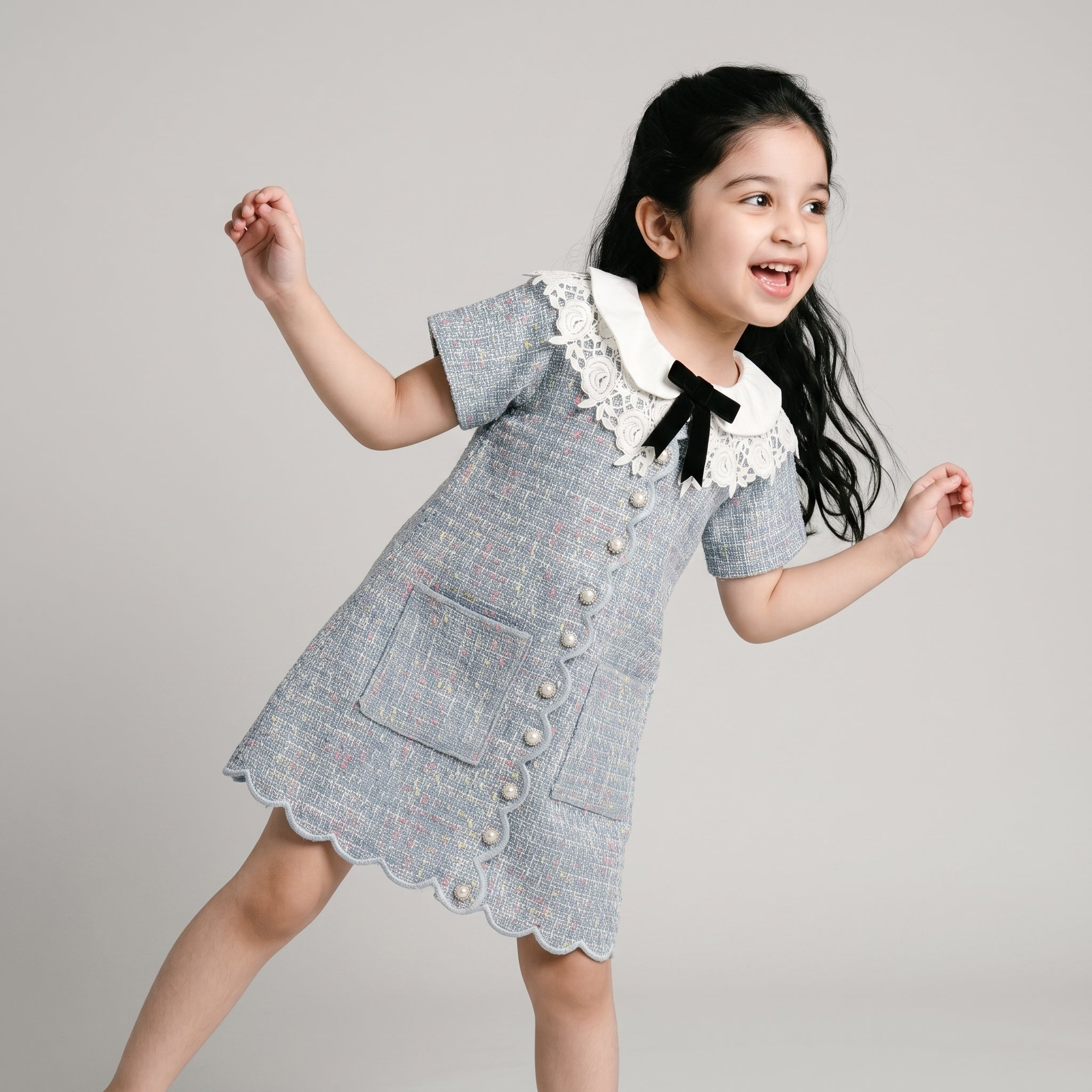 Jacky Blue Tweed Dress - Bibbity Bobbity