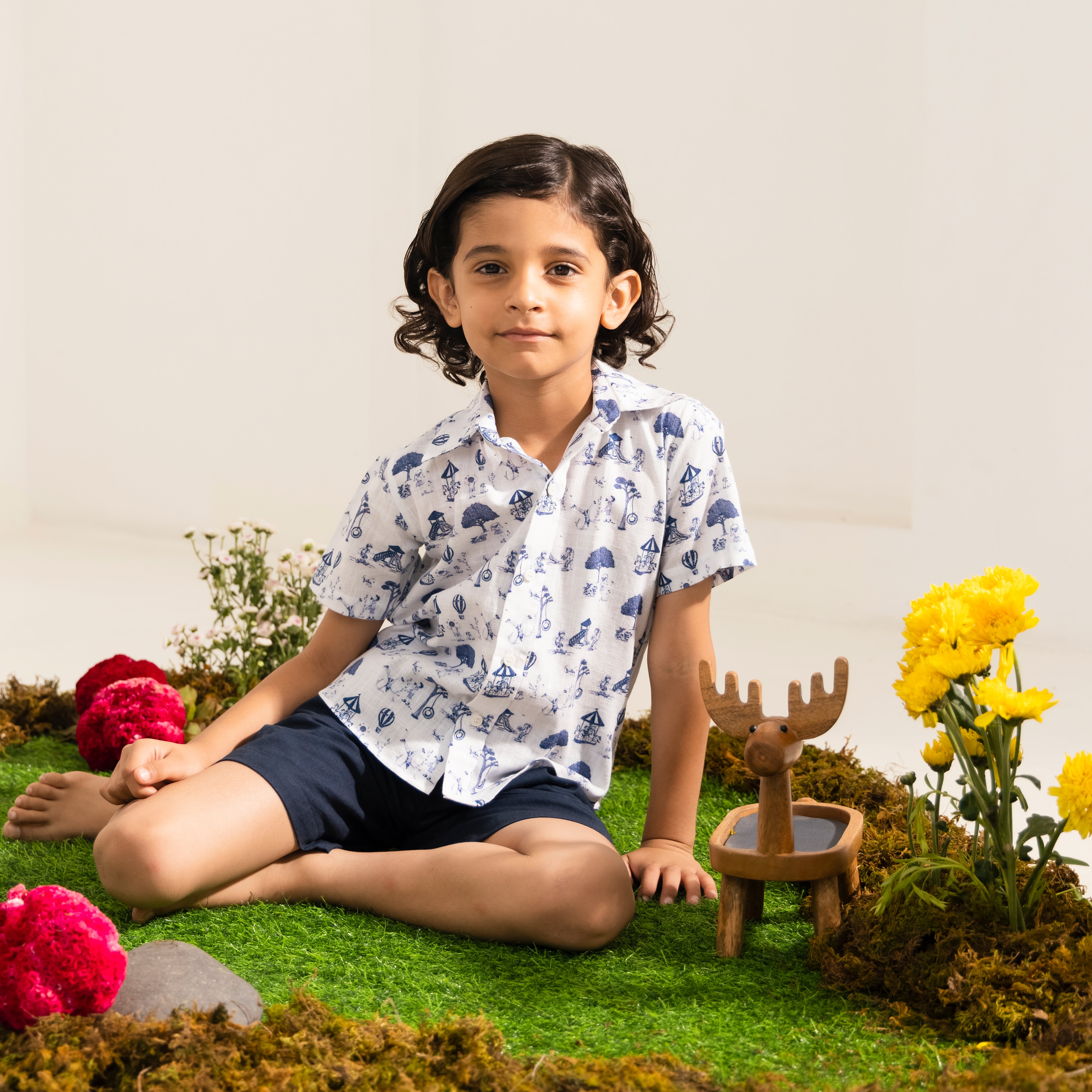 Kai Circus Print Linen Set