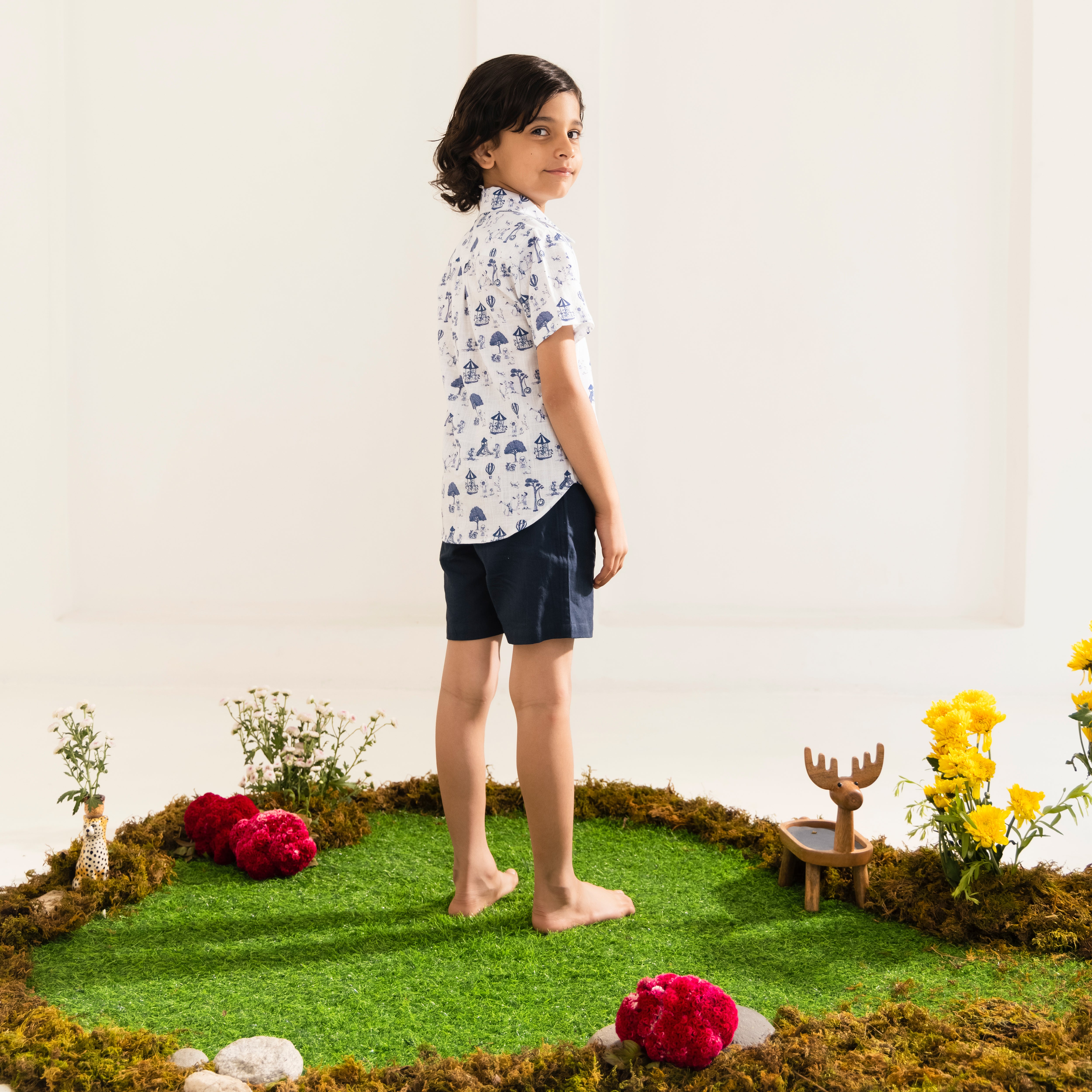 Kai Circus Print Linen Set