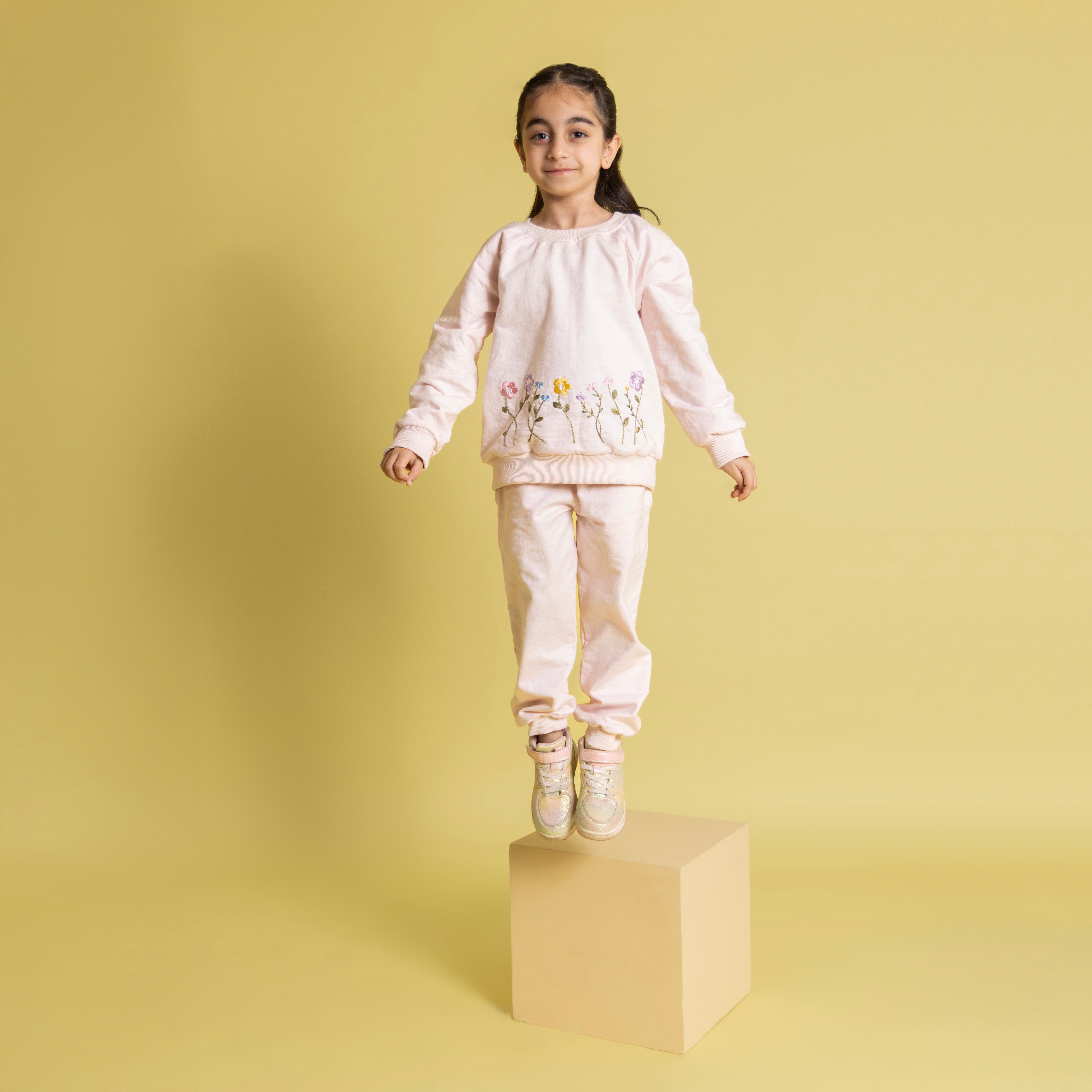 Kaia Pink Embroidered Track Set