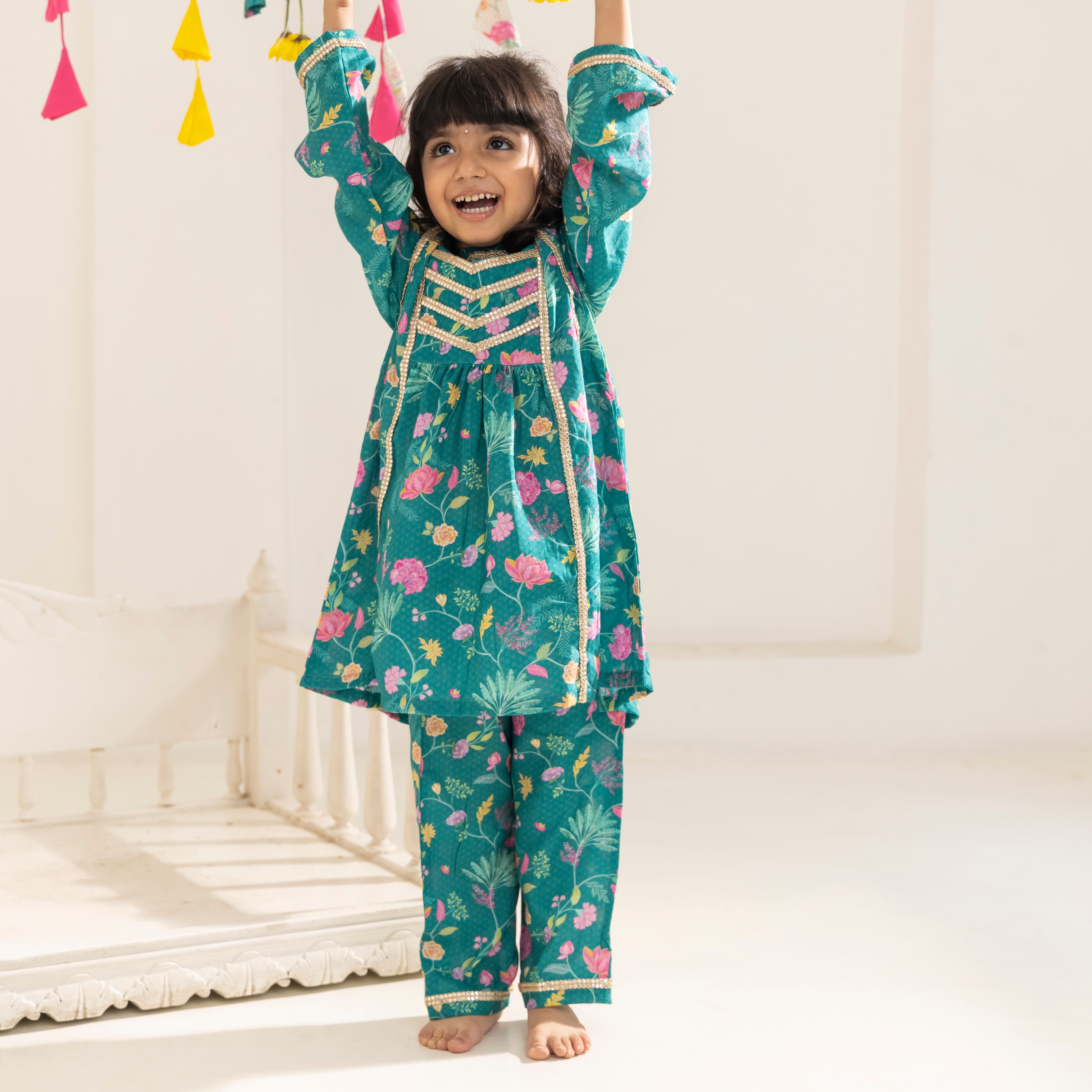 Mehrun Green Kurta Set - Bibbity Bobbity