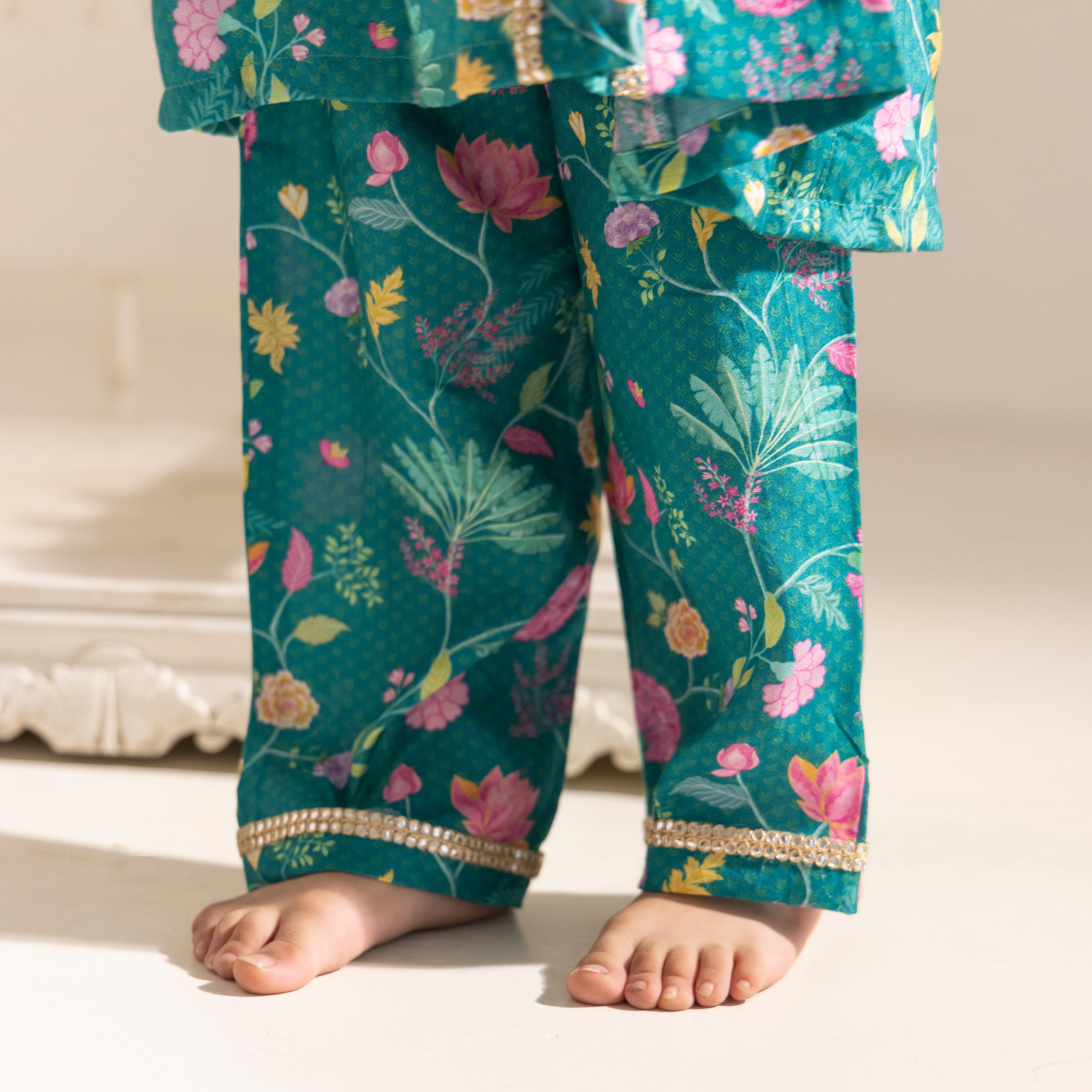 Mehrun Green Kurta Set - Bibbity Bobbity