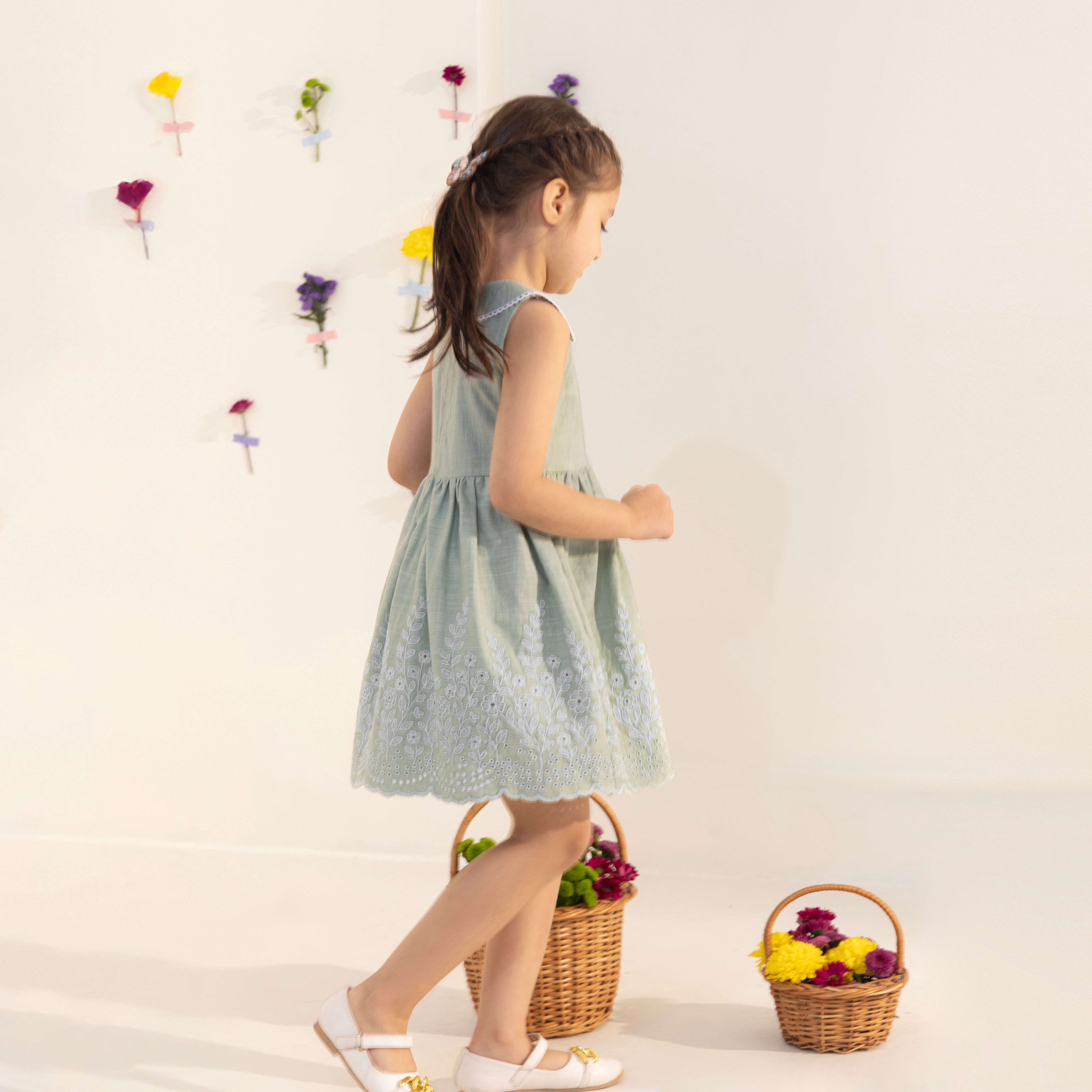 Mirae Green Linen Dress - Bibbity Bobbity