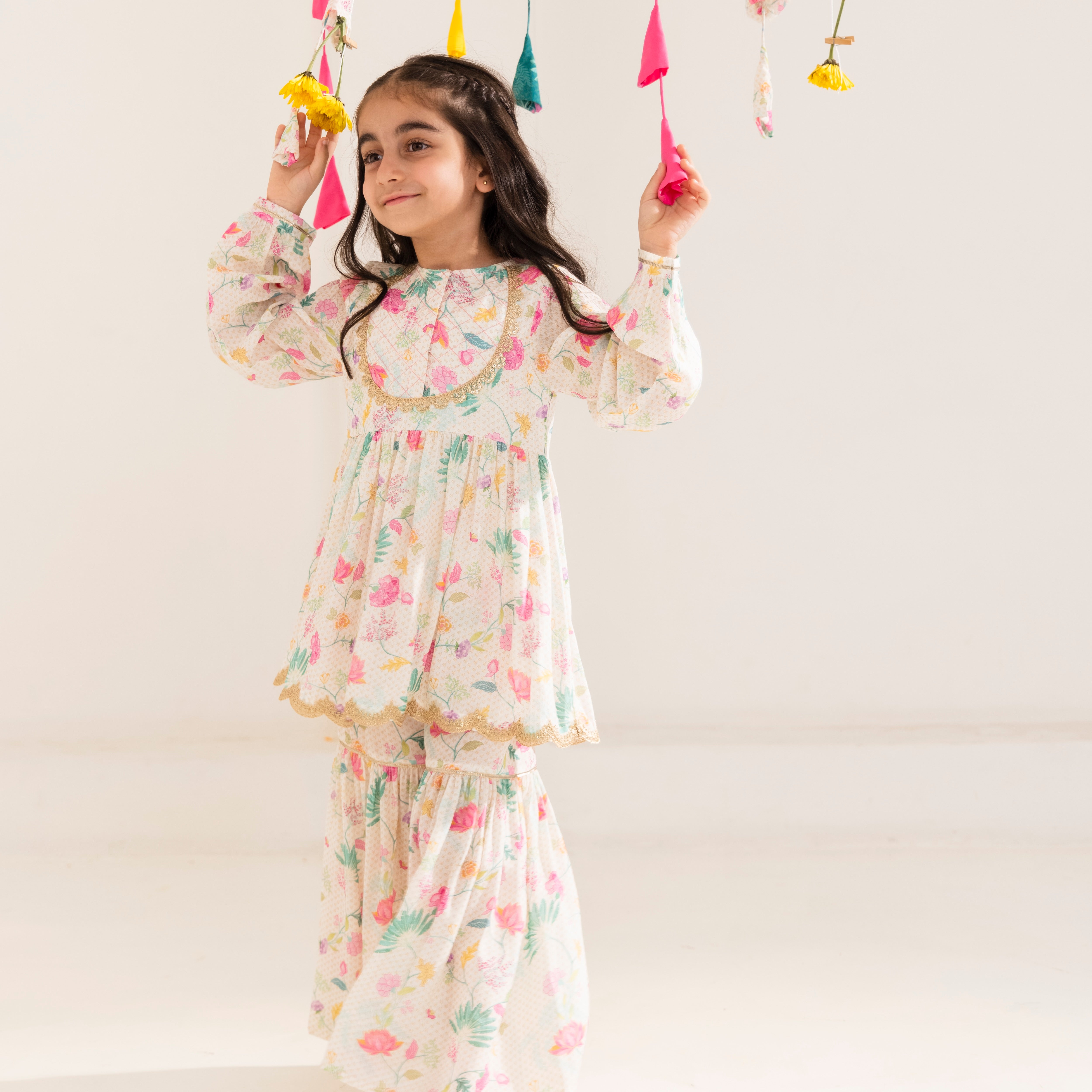 Nooriya White Sharara Set