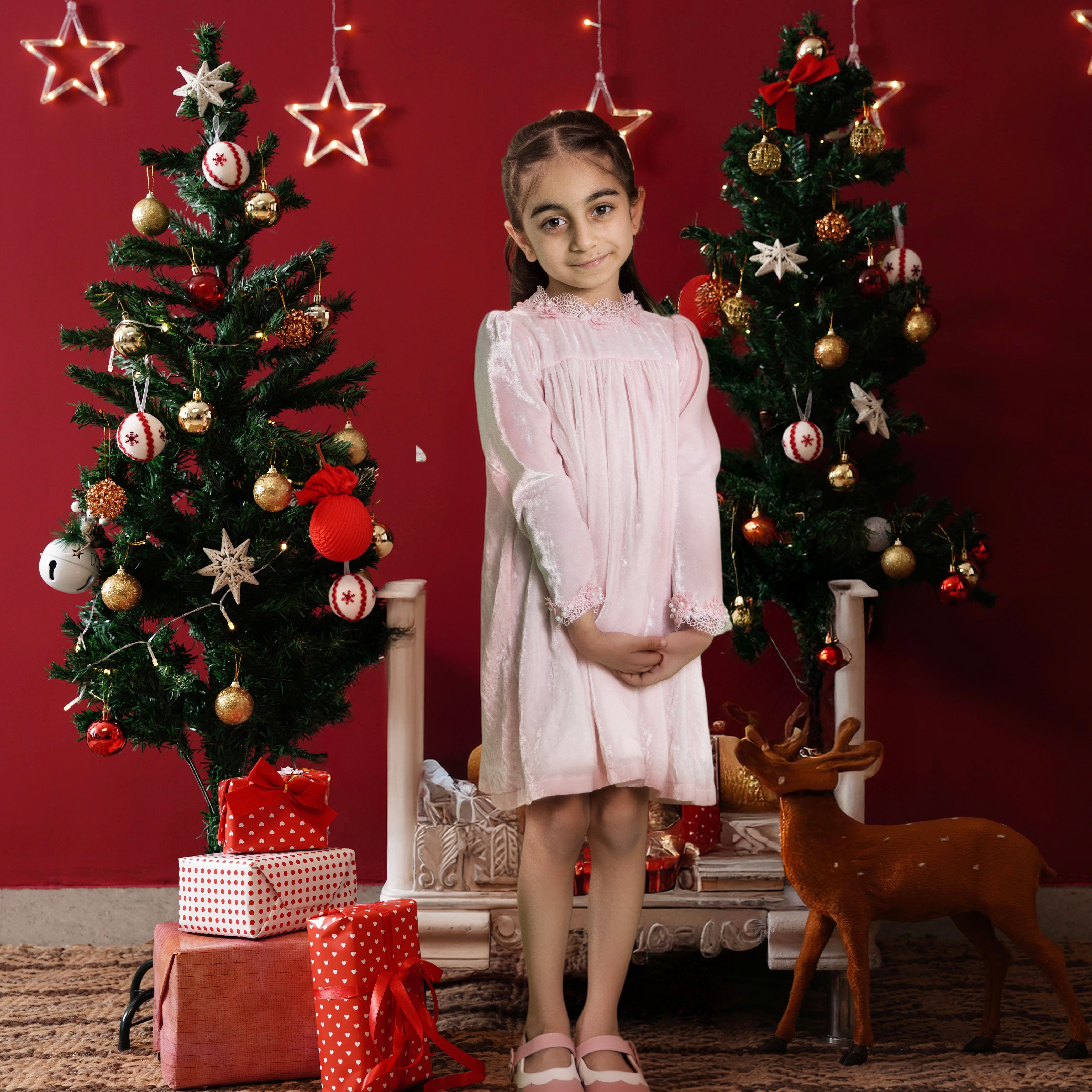 Orlina Pink Velvet Dress