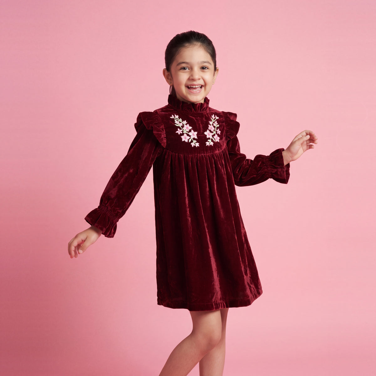 Rue Embroidered Velvet Dress