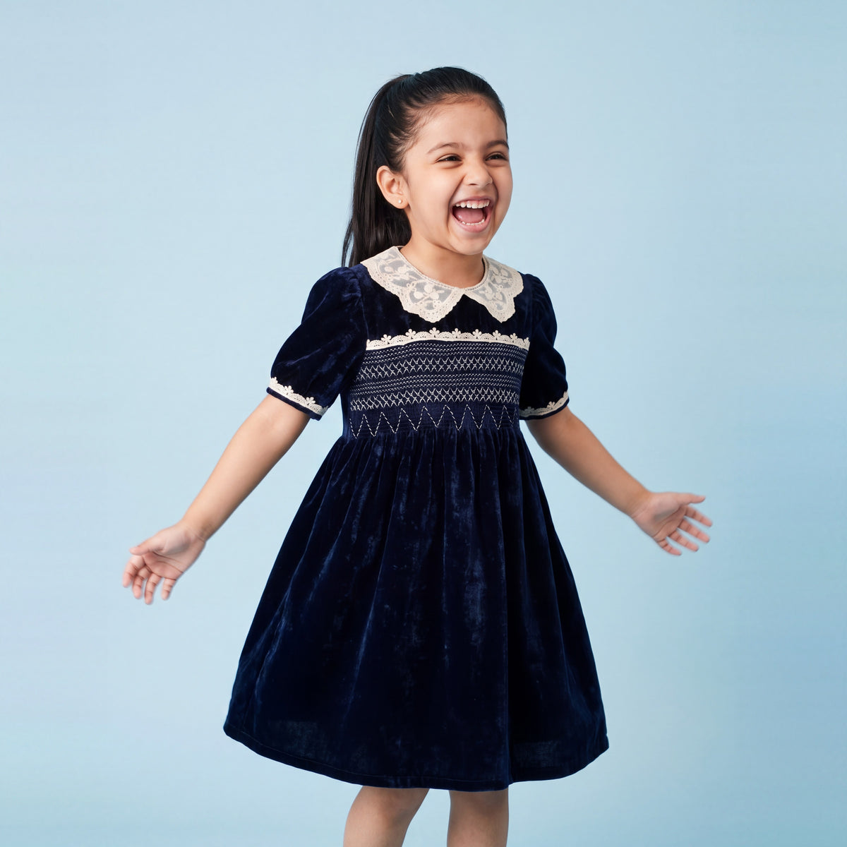 Selene Blue Velvet Dress