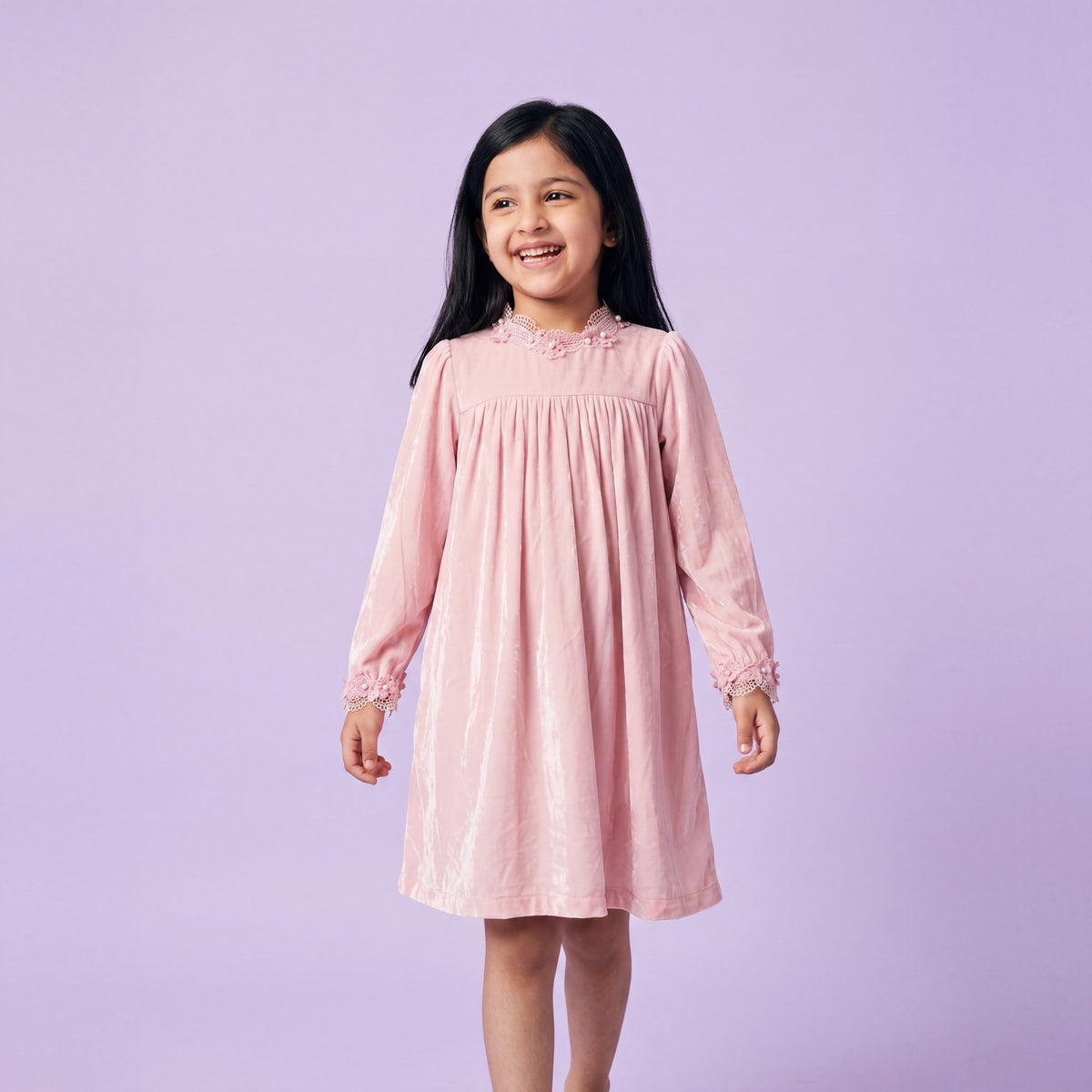 Orlina Pink Velvet Dress